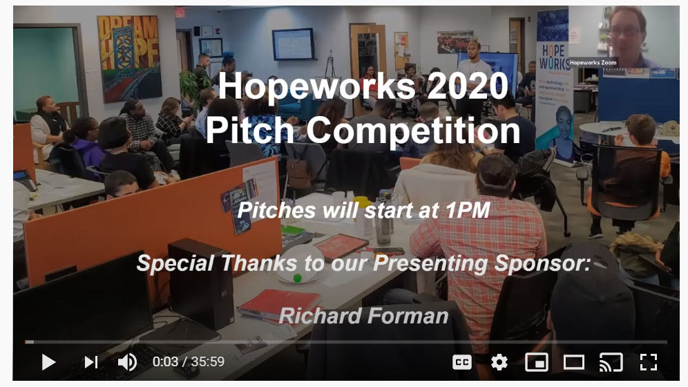 5 Small Businesses are awarded $14,000 at the Hopeworks Virtual Pitch Competition!